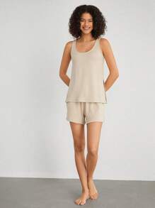 Ocili 女式吊帶背心家居服上衣 - 杏色 - 查看 5