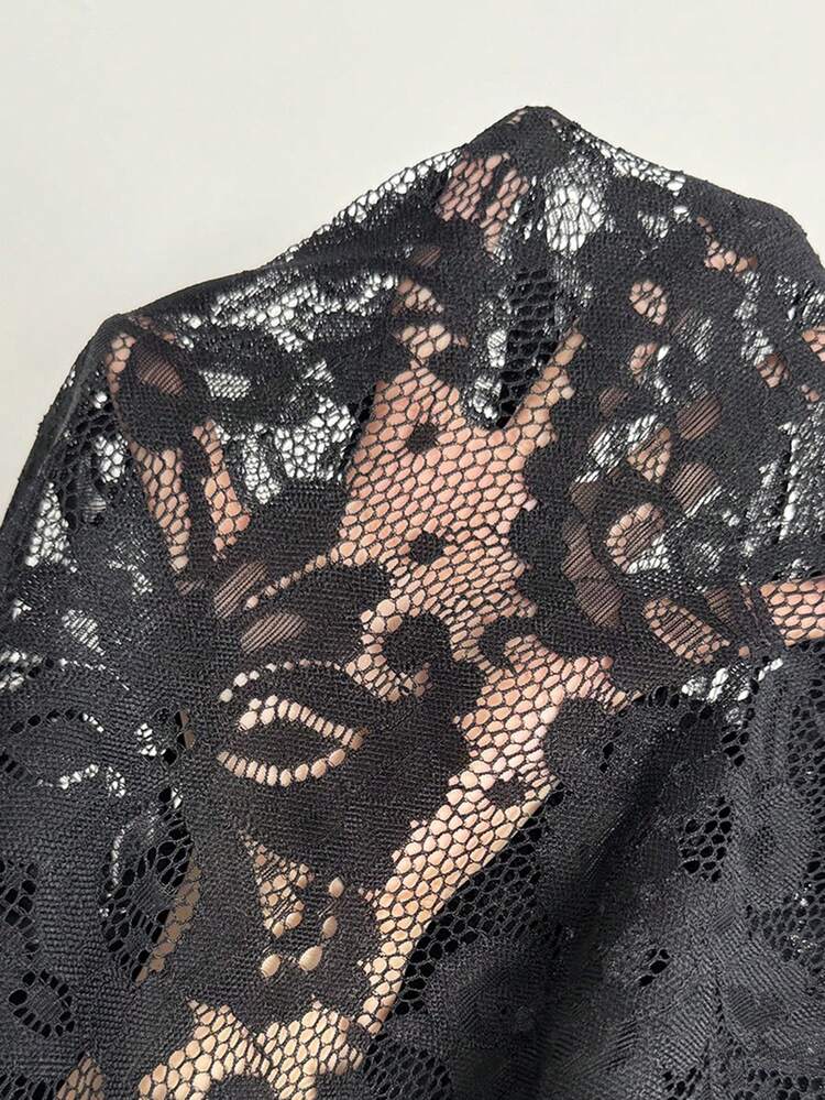 Women's Lace Patchwork Flare Sleeve Jumpsuit Fall Cloth For Women