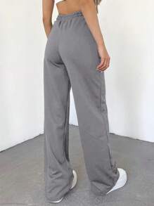 Pantalones De Chándal Para Mujer De Pierna Recta Con Cintura Ajustable