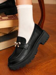 SheIn MOD Women's Lug Sole Platform Shoes, Black - Black - View 4