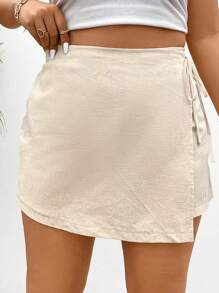 SHEIN Frenchy 大码女式不对称下摆短裙