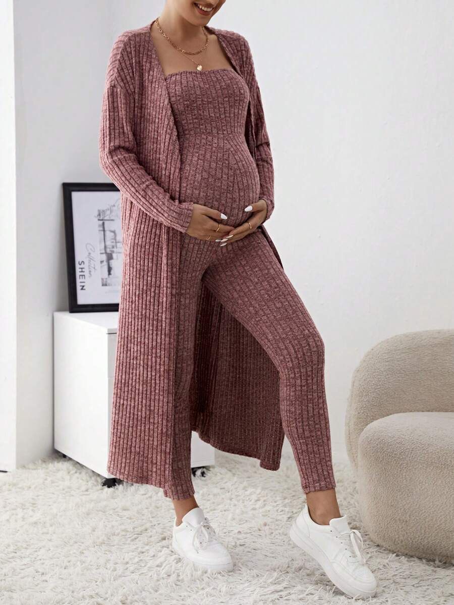 SHEIN Maternity Bodycon Tube Jumpsuit And Cardigan 2pcs/Set for Sale