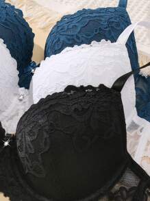 3入組女士蕾絲胸罩內衣 - 彩色 - 查看 4
