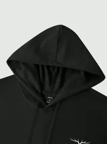 Manfinity Hypemode Men's Hooded Sweatshirt With Deer Head Print - Black - View 3