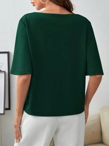 SHEIN Frenchy Solid Color Bell Sleeve T-Shirt