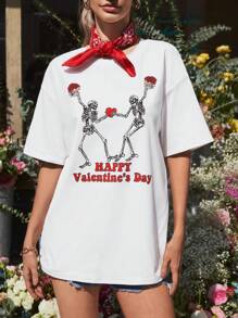 Chiquease Women's Skull Printed Short Sleeve T-Shirt