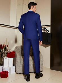 Manfinity Mode 男士藍色西裝外套和褲子 - 藍色 - 查看 2