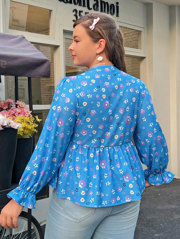 Plus Size Flower Printed T-Shirt