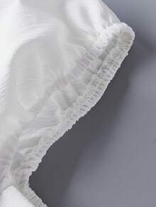 SHEIN Unity Solid Color Sweetheart Collar Zip-Front Shirt - White - View 7