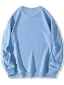 Women's Lovely Tiger Print Casual Simple Outdoor Round Neck Fleece Pullover,Long Sleeve Tops - Baby Blue - View 2