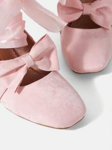 SheIn MOD Zapatos De Tacón Alto Mary Jane Para Mujer Con Lazo Y Correa En El Tobillo - Rosa - Ver 5
