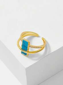 MOTF PREMIUM SQUARE SHAPED SHELL MICRO-INLAID RING - Baby Blue - View 2