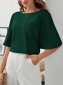 SHEIN Frenchy Solid Color Bell Sleeve T-Shirt
