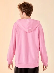 SHEIN Teen Boy Casual Loose English Printed Hoodie, Teenager