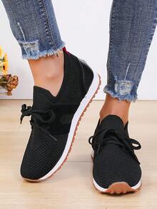 女性休閒運動鞋,透氣布料,輕量化鞋底,穿著舒適 - 黑色 - 查看 3