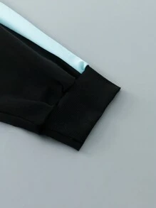 SHEIN Teenage Boys' Letter Print Hooded Two-Piece Set For Autumn/Winter - Black - View 7