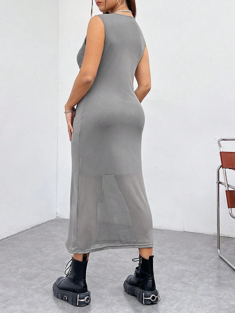 Plus Size Casual Slogan Printed Dress