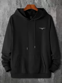 Manfinity Hypemode Men's Hooded Sweatshirt With Deer Head Print - Black - View 4