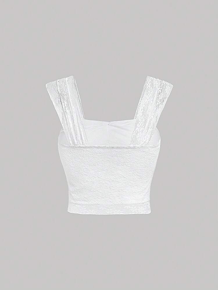 Women'S Lace Detail Thick Strap Tank Top