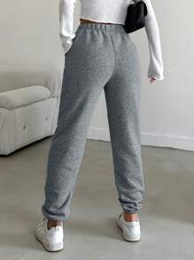 EURMUSE Solid Slant Pocket Sweatpants - Grey - View 2