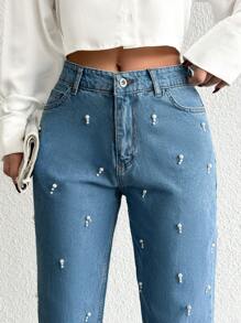 RueChic 高腰直筒牛仔裤