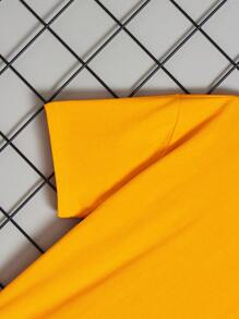 SHEIN Tween Boys' Comfortable Casual Slogan Printed T-Shirt - Yellow - View 3