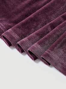 SHEIN MOD Mô hình hoa Nhung Đầm Với Hem xòe - Bụi hồng - Xem 4