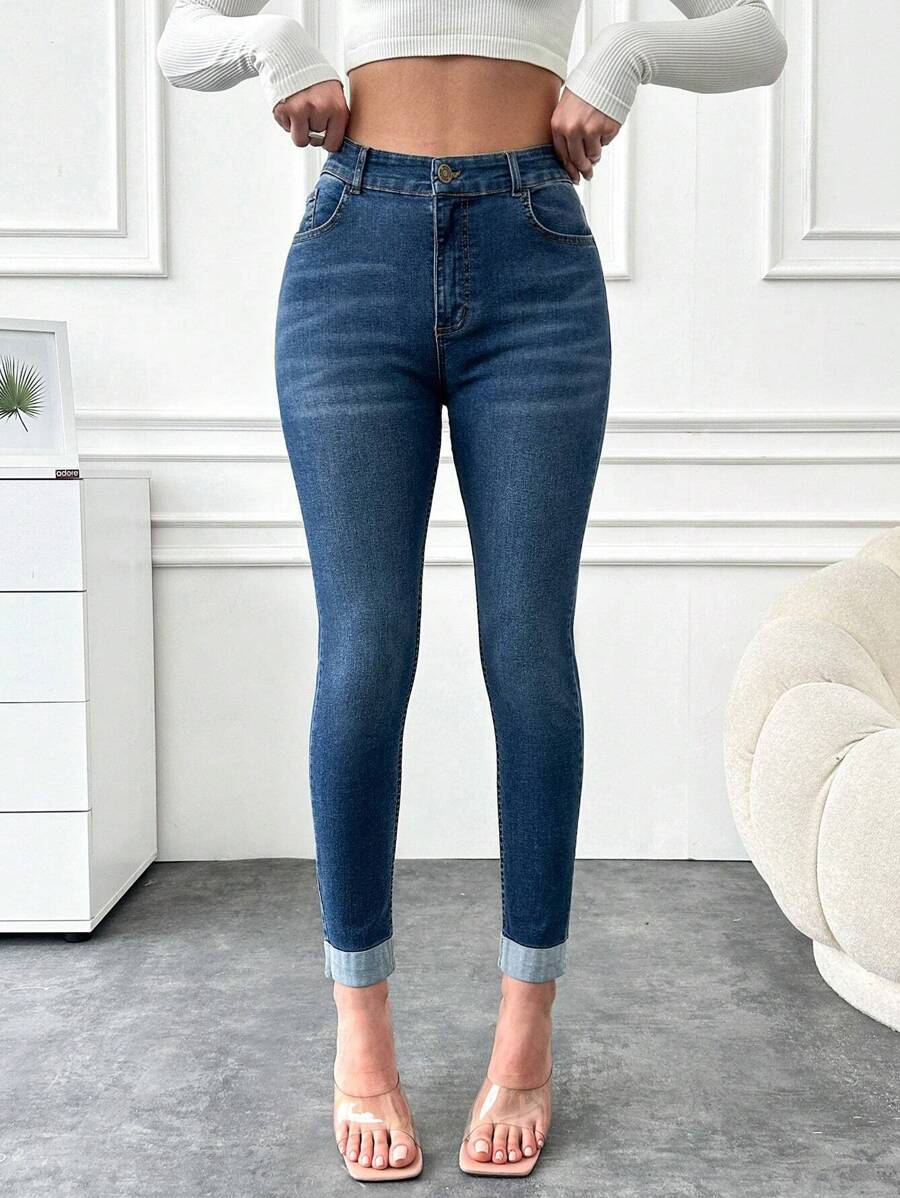 EURMUSE Women'S Slim Fit Jeans - Blue - View 1