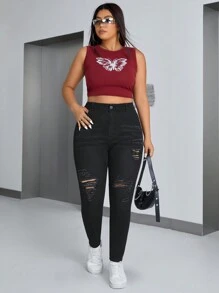 SHEIN ICON Plus Size Skinny Ripped Jeans