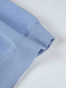 Women's Lovely Tiger Print Casual Simple Outdoor Round Neck Fleece Pullover,Long Sleeve Tops - Baby Blue - View 4