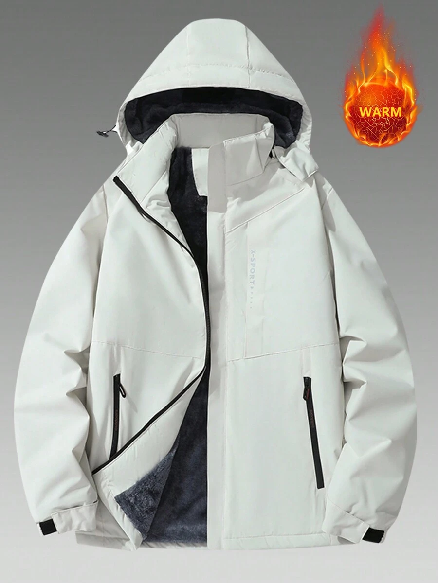 Men's Outdoor Casual Hooded Jacket With Thermal Lined - White - View 1