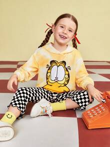 GARFIELD | SHEIN 小女孩扎染卡通印花卫衣 - 黃色 - 查看 4