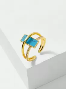 MOTF PREMIUM SQUARE SHAPED SHELL MICRO-INLAID RING - Baby Blue - View 1