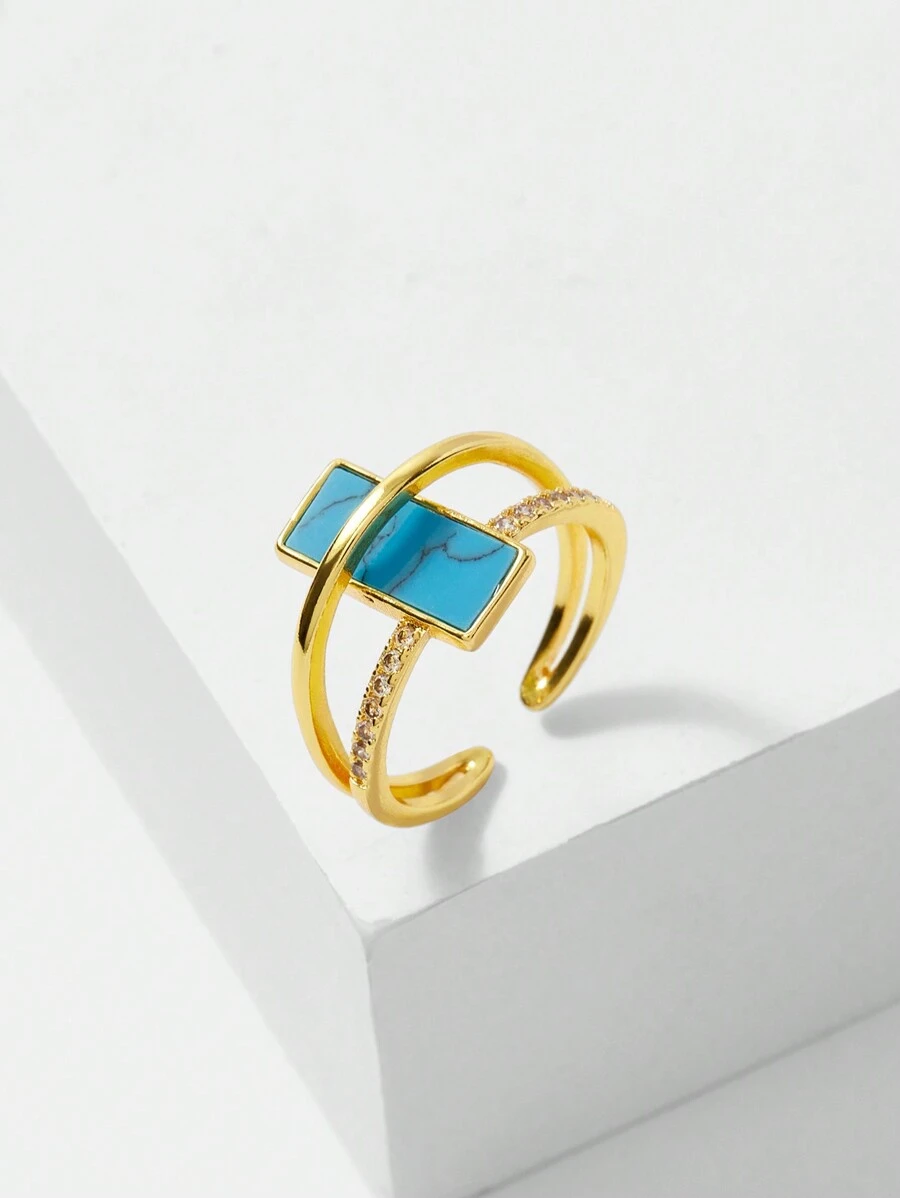 MOTF PREMIUM SQUARE SHAPED SHELL MICRO-INLAID RING - Baby Blue - View 1
