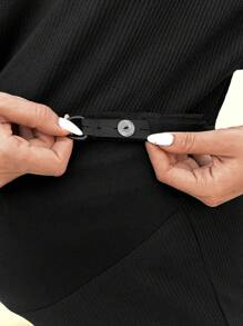 SHEIN Maternity Batwing Sleeve Top And Adjustable Waist Shorts Two-Piece Set - Black - View 3