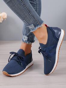 女士休閒運動鞋,透氣面料和輕質鞋底,舒適穿著 - 藍色 - 查看 5
