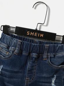 SHEIN Young Boy Distressed Jeans - Dark Wash - View 6