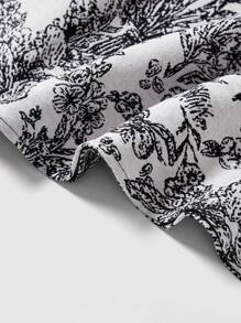 SHEIN MOD Của phụ nữ Hoa In Dây đeo Đầm - Đen và trắng - Xem 4