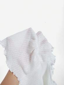 SHEIN EZwear Tie Front Ruffle Hem Top - White - View 7