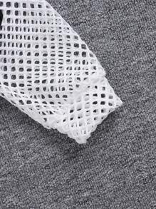 SHEIN Conjunto de falda y top corto vintage minimalista de malla para niña preadolescente con tirantes y falda tipo utilitaria con bolsillo 3D - Azul y blanco - Ver 7