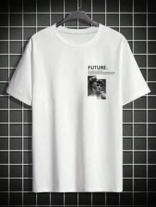 Manfinity Homme 男裝角色和標語印花t恤 - 白色 - 查看 5