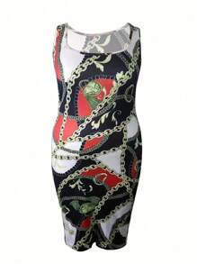 Plus Size Women's Chain Printed Dress