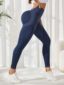 Yoga Basic Seamless Fitness Leggings - Blue - View 5