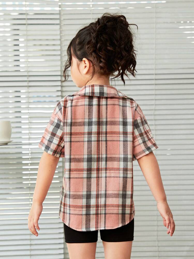 Girls' Street Style Knit Sleeveless Top & Shorts Set With Oversized Shirt