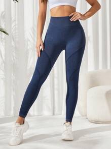 Yoga Basic Seamless Fitness Leggings - Blue - View 4
