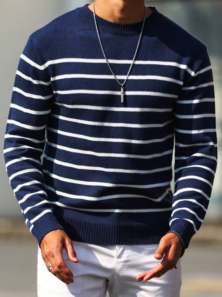 Manfinity Homme Men's Striped Long Sleeve Sweater - Multicolor - View 4