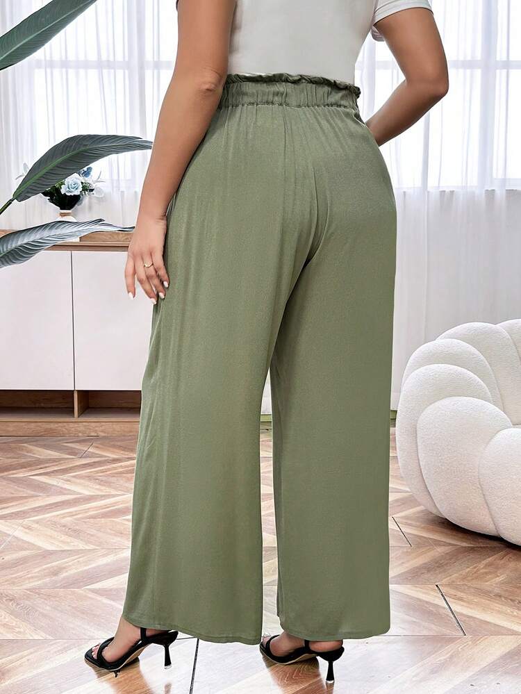Plus Size Drawstring Waist Pants With Slanted Pockets