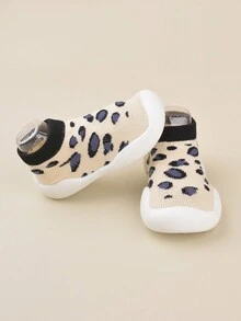 女童卡其豹紋時尚,可愛,優雅,簡約,舒適的軟底休閒家居鞋（隨機款式） - 彩色 - 查看 1