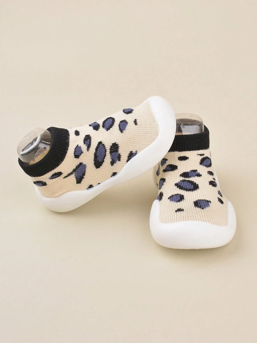 女童卡其豹紋時尚,可愛,優雅,簡約,舒適的軟底休閒家居鞋（隨機款式） - 彩色 - 查看 1