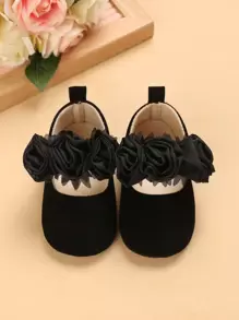 Spring/Autumn Infant Girls' Soft Sole Flower Decor Princess Shoes, 0-1 Year Old - Black - View 1